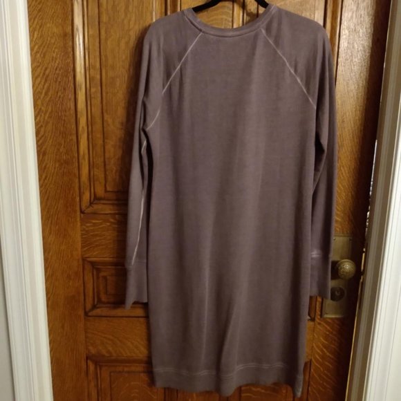 Athleta Small tall, plum sweatshirt dress, distressed, washed look at seams - Picture 2 of 8